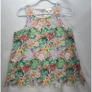 Anthropologie Inari‎ Multicolor Floral Lace Cutout Spring Blouse Tank Top Medium